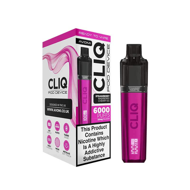 Avomi Cliq Vape Kit strawberry raspberry cherru ice